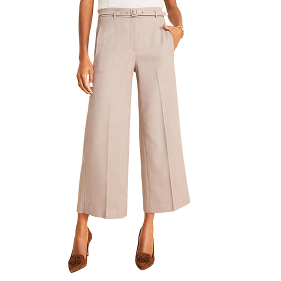 Ann Taylor The Belted Wide Leg Marina 格纹阔腿裤 .99（约560元） 