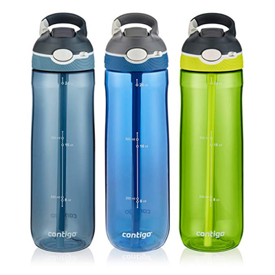 新低价！【中亚Prime会员】Contigo 康迪克 AUTOSPOUT Ashland 单手开启运动吸管杯水杯 700ml*3个 到手价154元 