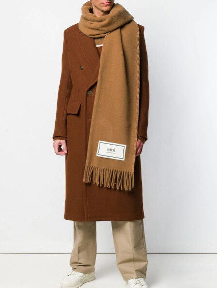 AMI PARIS 棕色羊毛围巾 ￥661.5 