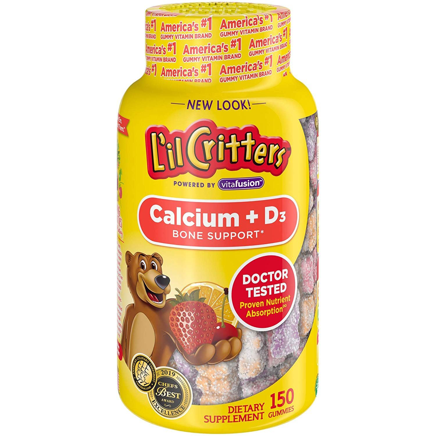【中亚Prime会员】Lil Critters 钙+维生素D3小熊软糖 150粒装 到手价83元 