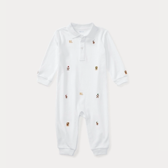 Ralph Lauren 拉夫劳伦 Embroidered Cotton Coverall 婴儿连体衣 .99（约104元） 