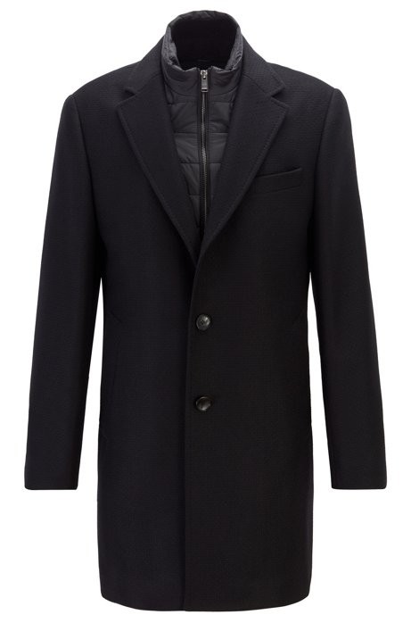 Slim-fit coat with detachable inner bib