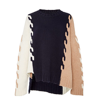 MONSE Asymmetric Color-Blocked Wool Sweater