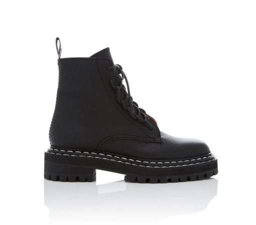 Proenza Schouler Leather Contrast-Stitched Combat Boots