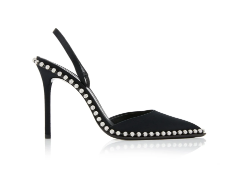 Alexander Wang Rina Crystal-Embellished Satin Slingback Pumps