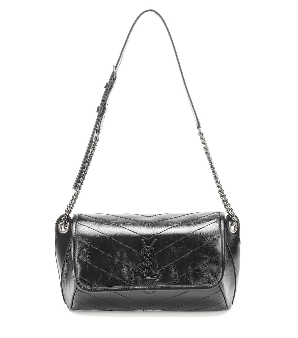 SAINT LAURENT Niki crinkled-leather belt bag