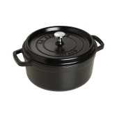 近期低价！【中亚Prime会员】Staub 圆形带盖珐琅锅铸铁锅 24cm/4.4升 黑色