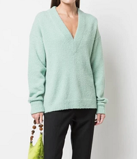 Tibi  Slouch V Neck Alpaca Sweater