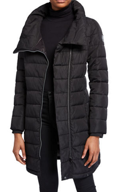 DKNY Asymmetric-Zip Packable Puffer Coat