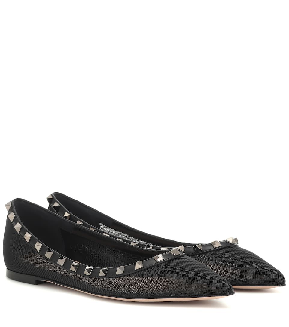 Valentino Garavani Rockstud mesh ballet flats