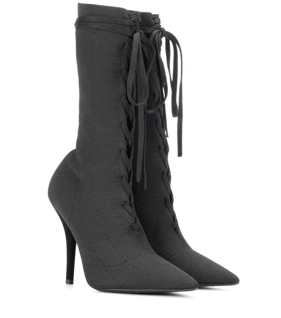 YEEZY Lace-up knit ankle boots