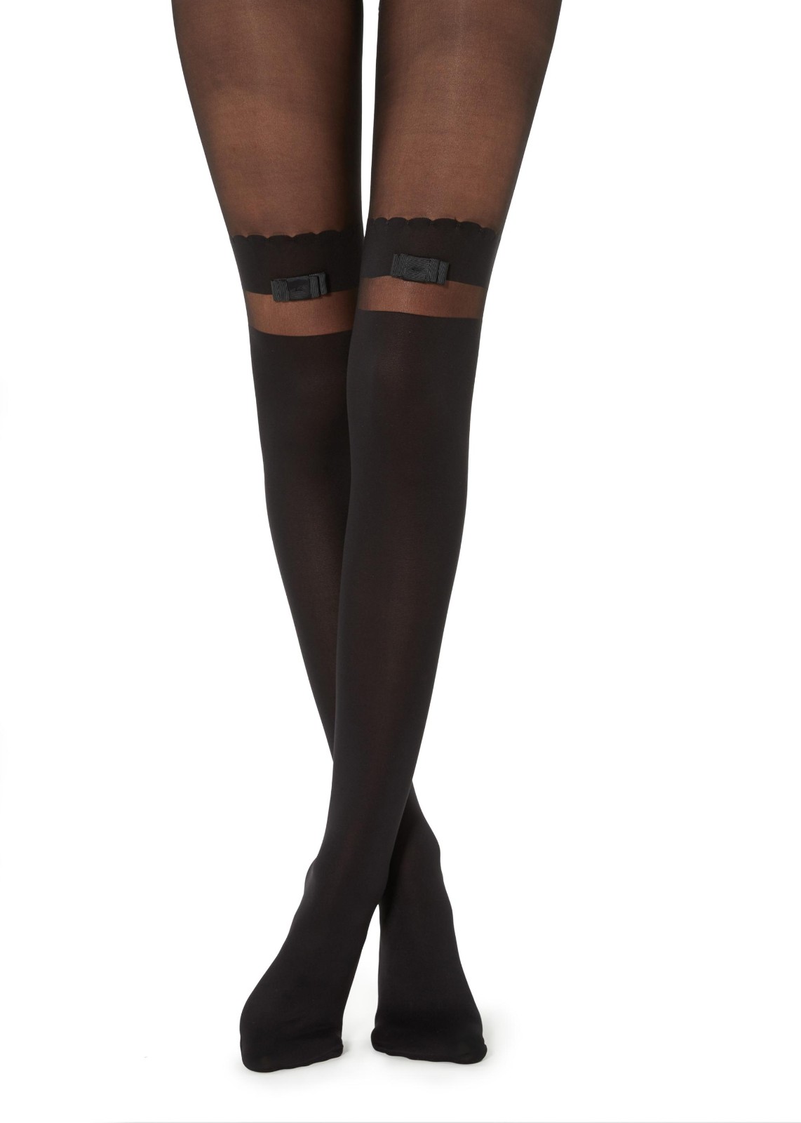 OVER-KNEE EFFECT BOW TIGHTS