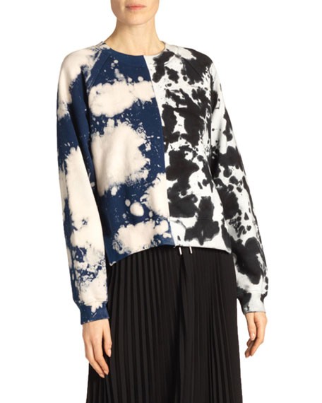 Proenza Schouler White Label Long-Sleeve Cropped Tie-Dye Sweatshirt