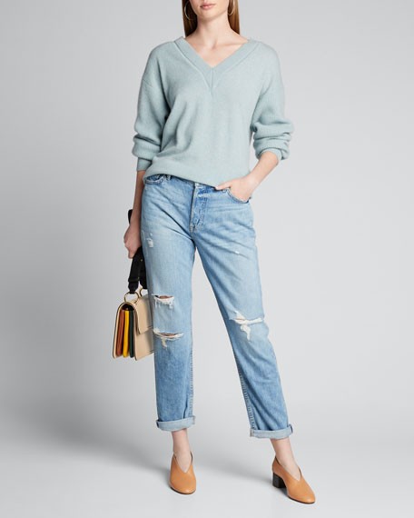 GRLFRND Olivia Straight-Leg Distressed Jeans