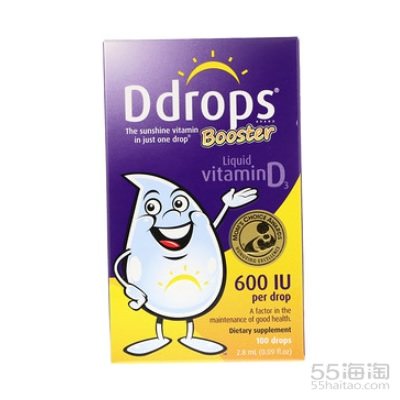 【2件0税免邮】Ddrops 液体维生素D3 600IU 2.8ml .33（约92元） 